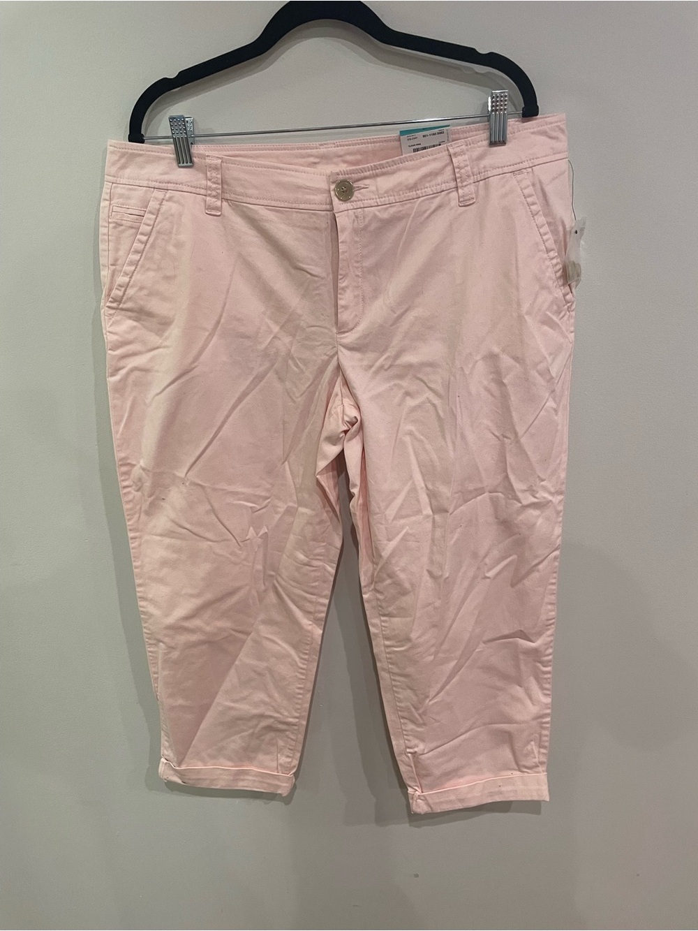 NWT Liz Claiborne Pants Womens 16 Pink Emma Ankle Cropped Stretch Zip Pockets